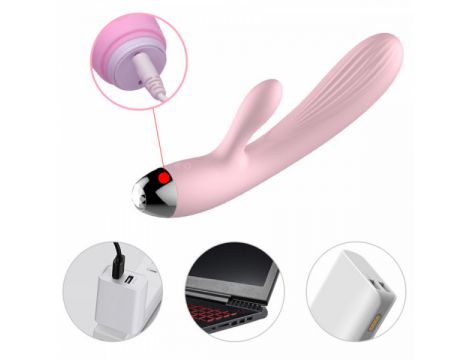 Silikonowy Wibrator B-Series Różowy USB 10 Funkcji z Podgrzewaniem - 3